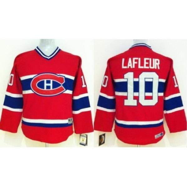 Kids Montreal Canadiens 10 Guy Lafleur Red NHL Jerseys