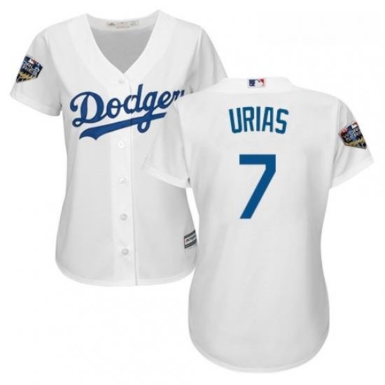 Womens Majestic Los Angeles Dodgers 7 Julio Urias Authentic White Home Cool Base 2018 World Series MLB Jersey