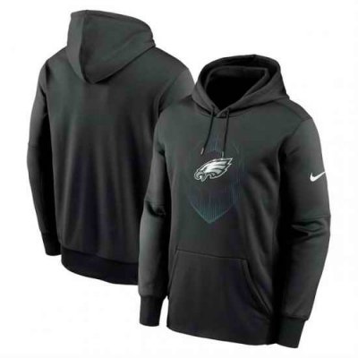 Men Philadelphia Eagles Black Icon Performance Pullover Hoodie