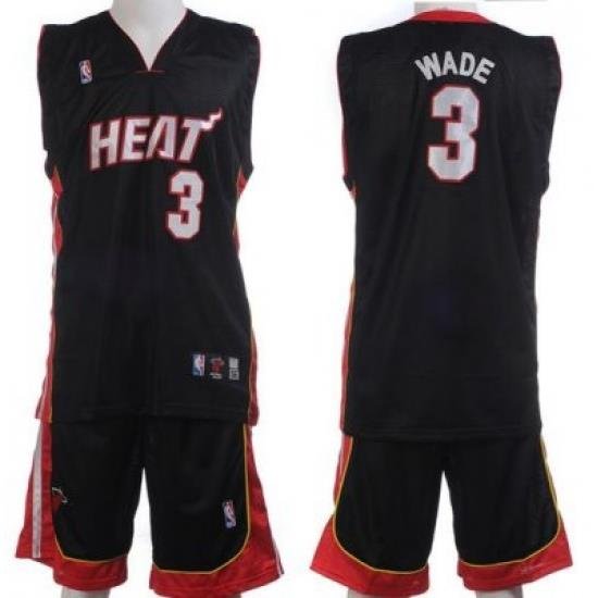 Miami Heat 3 Dwayne Wade Black Jerseys&Shorts