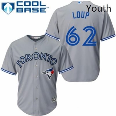 Youth Majestic Toronto Blue Jays 62 Aaron Loup Replica Grey Road MLB Jersey