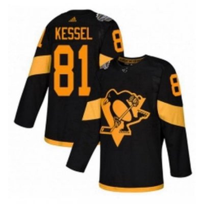 Mens Adidas Pittsburgh Penguins 81 Phil Kessel Black Authentic 2019 Stadium Series Stitched NHL Jersey