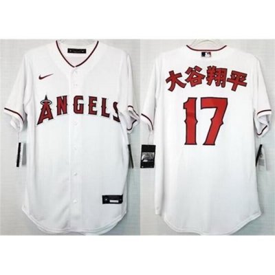 Men Los Angeles Angels 17  Shohei Ohtani White Cool Base Stitched Jersey