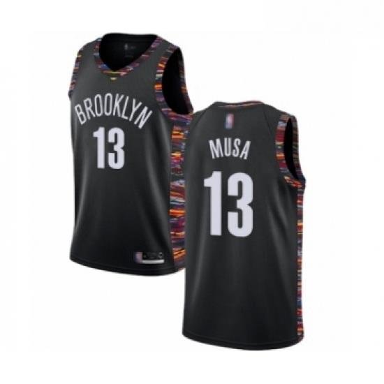 Youth Brooklyn Nets 13 Dzanan Musa Swingman Black Basketball Jersey 2018 19 City Edition