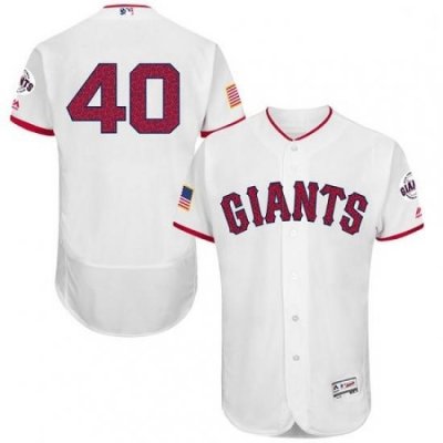 Mens Majestic San Francisco Giants 40 Madison Bumgarner White Fashion Stars Stripes Flex Base MLB Jersey