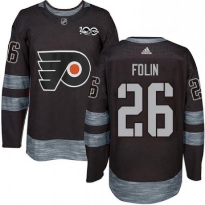 Mens Adidas Philadelphia Flyers 26 Christian Folin Authentic Black 1917 2017 100th Anniversary NHL Jersey