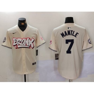 Men New York Yankees 7 Mickey Mantle The Bronx Graffiti V2 Vapor Limited Stitched Baseball Jersey 2