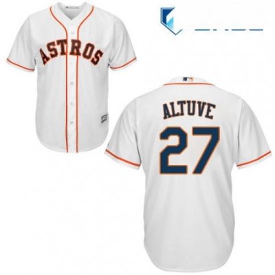 Youth Majestic Houston Astros 27 Jose Altuve Authentic White Home Cool Base MLB Jersey