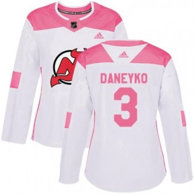 Womens Adidas New Jersey Devils 3 Ken Daneyko Authentic WhitePink Fashion NHL Jersey