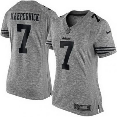 Nike 49ers #7 Colin Kaepernick Gray Womens Stitched NFL Limited Gridiron Gray Jersey