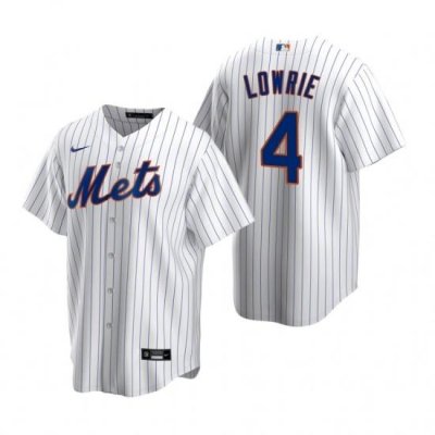 Mens Nike NeW York Mets 4 Jed LoWrie White 2020 Home Stitched Baseball Jersey