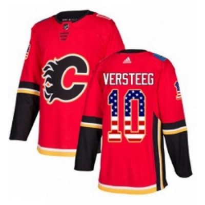 Youth Adidas Calgary Flames 10 Kris Versteeg Authentic Red USA Flag Fashion NHL Jersey