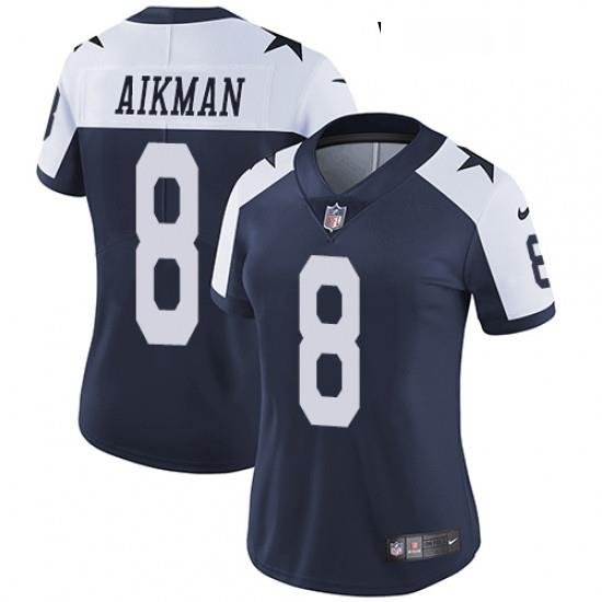 Womens Nike Dallas CoWboys 8 Troy Aikman Navy Blue ThroWback Alternate Vapor Untouchable Limited Player NFL Jersey