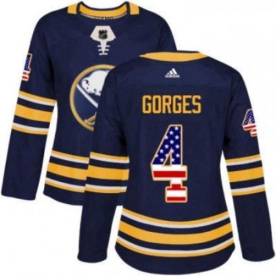 Womens Adidas Buffalo Sabres 4 Josh Gorges Authentic Navy Blue USA Flag Fashion NHL Jersey