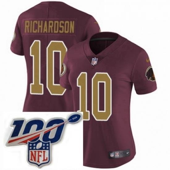 Womens Nike Washington Redskins 10 Paul Richardson Burgundy RedGold Number Alternate 80TH Anniversary Vapor Untouchable Limited Stitched 100th anniversary