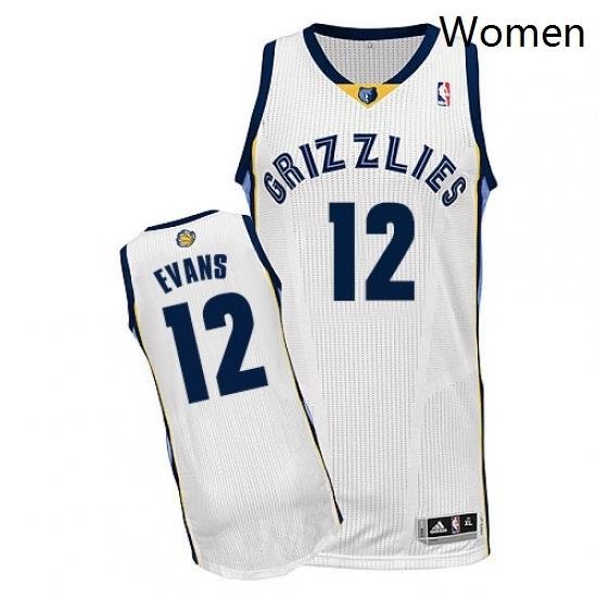 Womens Adidas Memphis Grizzlies 12 Tyreke Evans Authentic White Home NBA Jersey