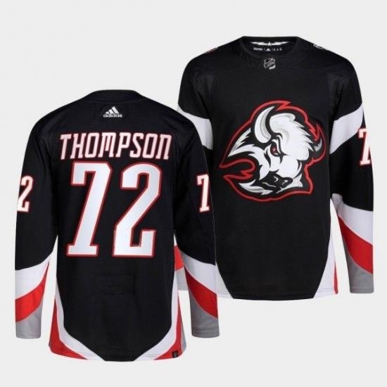 Men Buffalo Sabres 72 Tage Thompson 2022 23 Black Stitched Jersey