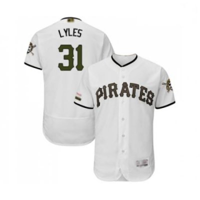 Mens Pittsburgh Pirates 31 Jordan Lyles White Alternate Authentic Collection Flex Base Baseball Jersey