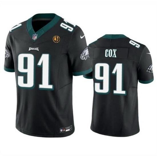 Men Philadelphia Eagles 91 Fletcher Cox Black 2023 F U S E  With John Madden Patch Vapor Limited Stitched Football Jersey