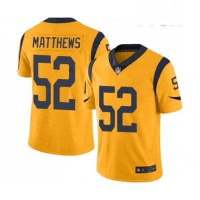 Men Los Angeles Rams 52 Clay MattheWs Limited Gold Rush Vapor Untouchable Football Jersey