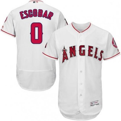 Mens Majestic Los Angeles Angels of Anaheim 0 Yunel Escobar White Flexbase Authentic Collection MLB Jersey