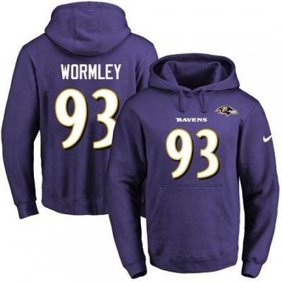 NFL Mens Nike Baltimore Ravens 93 Chris Wormley Purple Name Number Pullover Hoodie