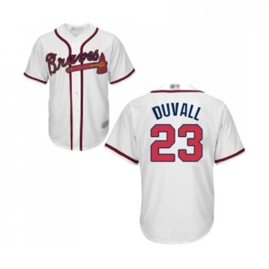 Youth Atlanta Braves 23 Adam Duvall Replica White Home Cool Base Baseball Jersey