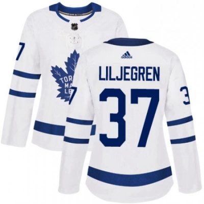 Womens Adidas Toronto Maple Leafs 37 Timothy Liljegren Authentic White Away NHL Jersey