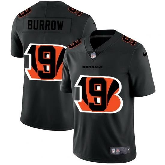 Cincinnati Bengals 9 Joe Burrow Men Nike Team Logo Dual Overlap Limited NFL Jersey Black