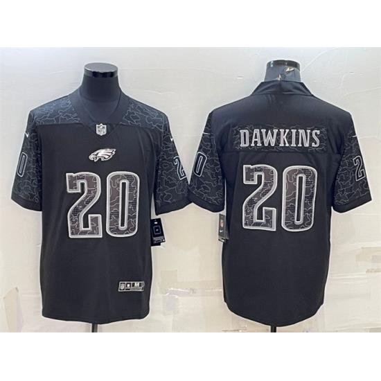 Men Philadelphia Eagles 20 Brian Dawkins Black Reflective Limited Stitched Jersey