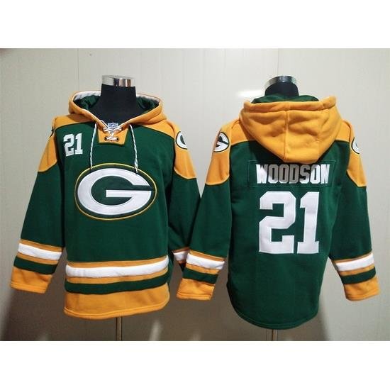 Green Bay Packers Sitched Pullover Hoodie #21 Charles Woodson