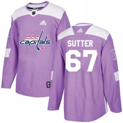 Youth Adidas Washington Capitals 67 Riley Sutter Authentic Purple Fights Cancer Practice NHL Jersey