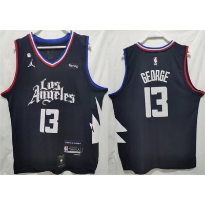 Men Los Angeles Clippers 13 Paul George Black Stitched Jersey