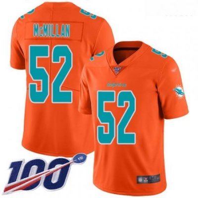 Dolphins 52 Raekwon McMillan Orange Men Stitched Football Limited Inverted Legend 100th Season Jersey