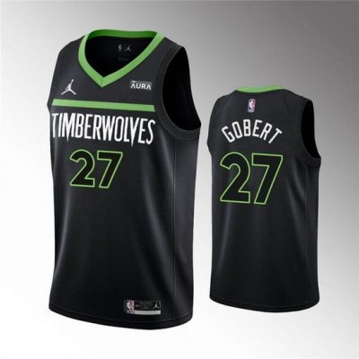 Men Minnesota Timberwolves 27 Rudy Gobert Black Statement Edition Stitched Jersey