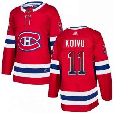 Mens Adidas Montreal Canadiens 11 Saku Koivu Authentic Red Drift Fashion NHL Jersey