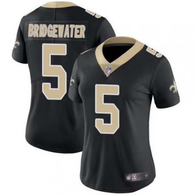 Women Saints 5 Teddy Bridgewater Black Team Color Stitched Football Vapor Untouchable Limited Jersey