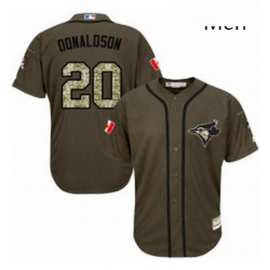 Mens Majestic Toronto Blue Jays 20 Josh Donaldson Authentic Green Salute to Service MLB Jersey