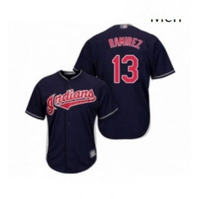 Mens Cleveland Indians 13 Hanley Ramirez Replica Navy Blue Alternate 1 Cool Base Baseball Jersey