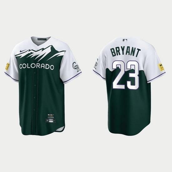 Men Colorado Rockies 23 Kris Bryant 2022 Green City Connect Stitched Baseball Jerseys