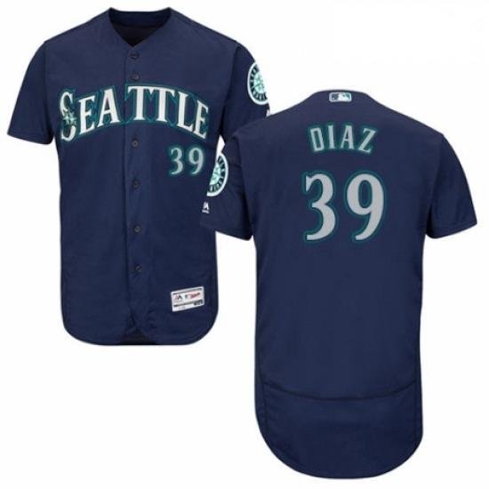 Mens Majestic Seattle Mariners 39 Edwin Diaz Navy Blue Alternate Flex Base Authentic Collection MLB Jersey