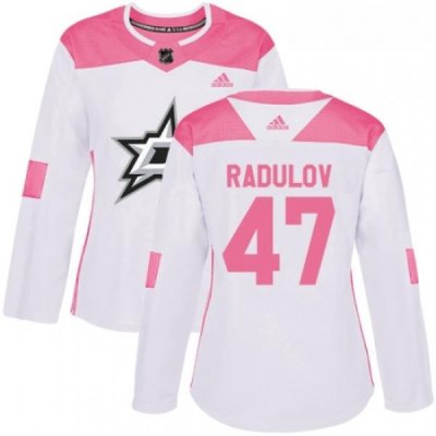 Womens Adidas Dallas Stars 47 Alexander Radulov Authentic WhitePink Fashion NHL Jersey