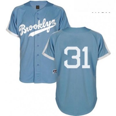 Mens Majestic Los Angeles Dodgers 31 Joc Pederson Replica Light Blue Cooperstown MLB Jersey