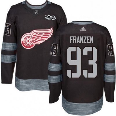 Mens Adidas Detroit Red Wings 93 Johan Franzen Authentic Black 1917 2017 100th Anniversary NHL Jersey