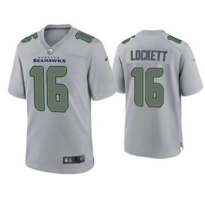 Men Seattle Seahawks 16 Tyler Lockett Grey Atmosphere Fashion Stitched Game Jersey