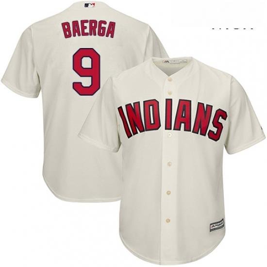 Mens Majestic Cleveland Indians 9 Carlos Baerga Replica Cream Alternate 2 Cool Base MLB Jersey