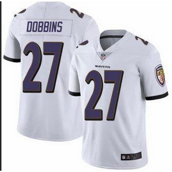 Nike Ravens 27 J K  Dobbins White Vapor Untouchable Limited Jersey