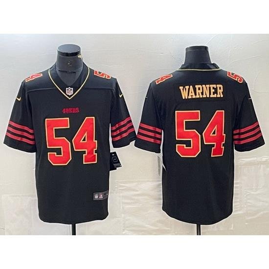 Men San Francisco 49ers 54 Fred Warner Black Gold Stitched Jersey