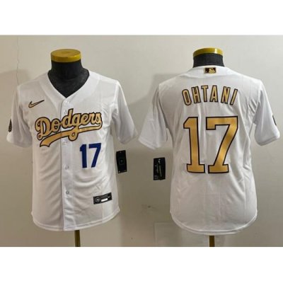 Youth Los Angeles Dodgers 17 Shohei Ohtani White Flex Base Stitched Baseball Jersey 2