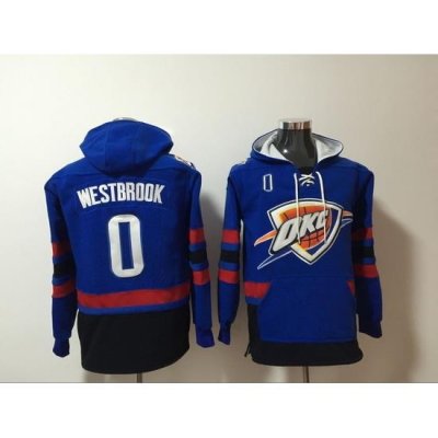 Thunder #0 Russell Westbrook Blue Name & Number Pullover NBA Hoodie